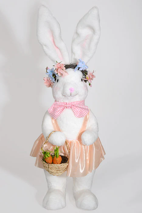 33" Boy & Girl Easter Rabbit White/Blue/Peach Set/2 - Image 5