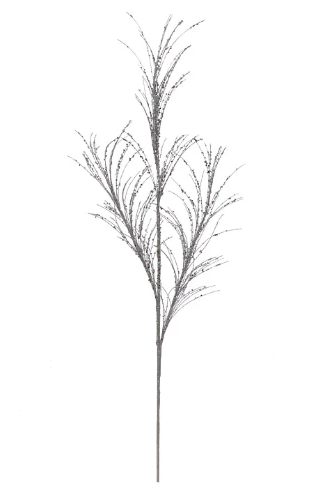 33" Glitter/Sequin Pampas Grass Spray Silver