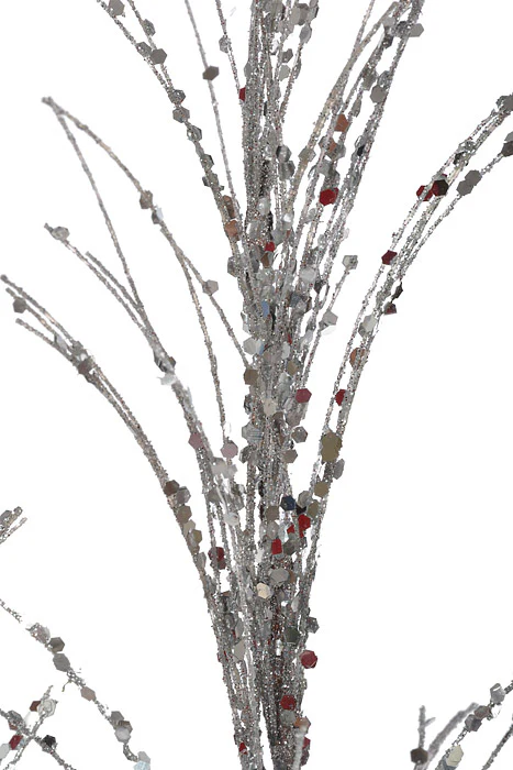 33" Glitter/Sequin Pampas Grass Spray Silver - Image 2