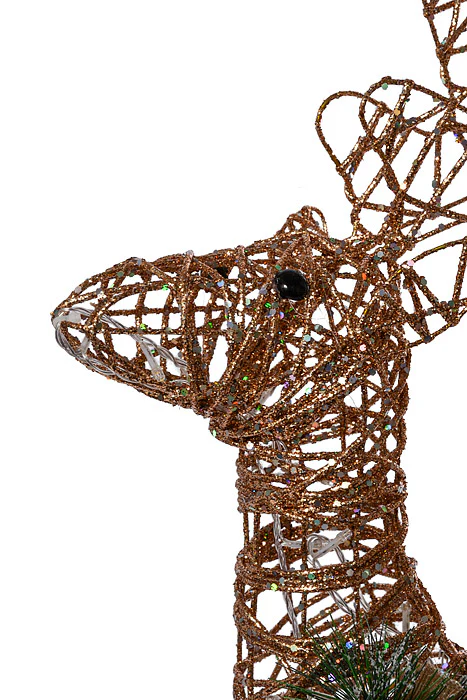 33" Lighted Stand Deer With Pinecone Rose Gold - Image 3