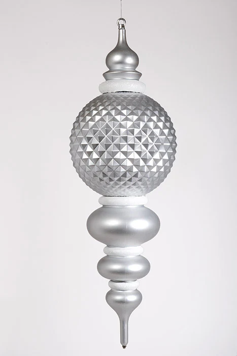 34" Finial Ornament Silver/White