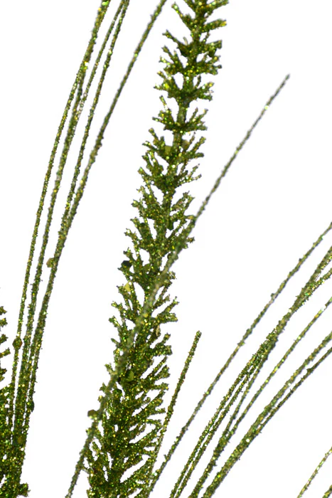 34" Glitter Mica Triple Spike Grass Spray Apple Green - Image 2