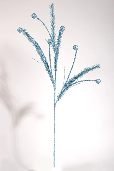 34" Glitter Pine Spray Blue
