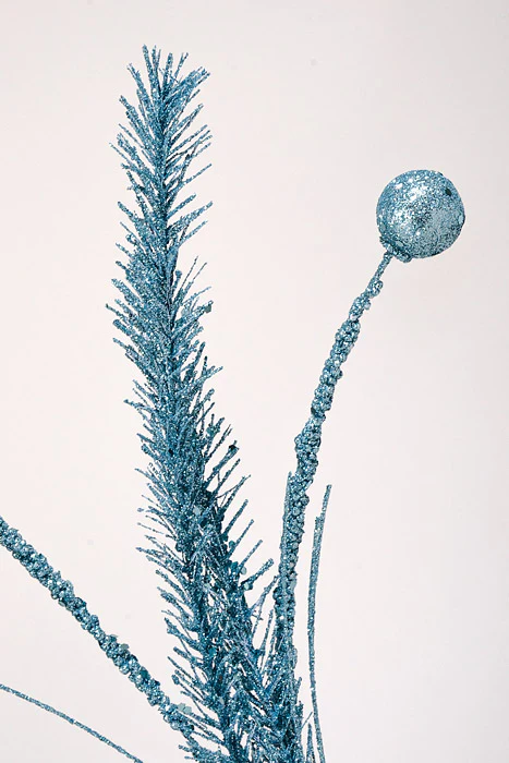 34" Glitter Pine Spray Blue - Image 2