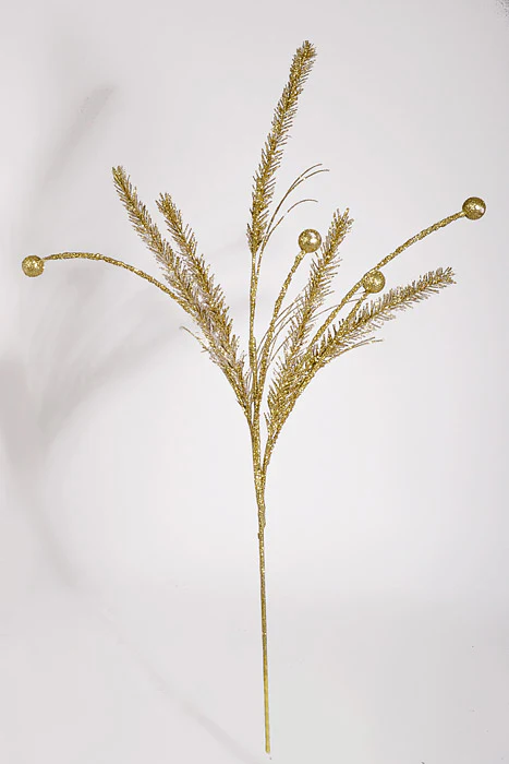 34" Glitter Pine Spray Gold