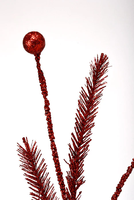 34" Glitter Pine Spray Red - Image 2