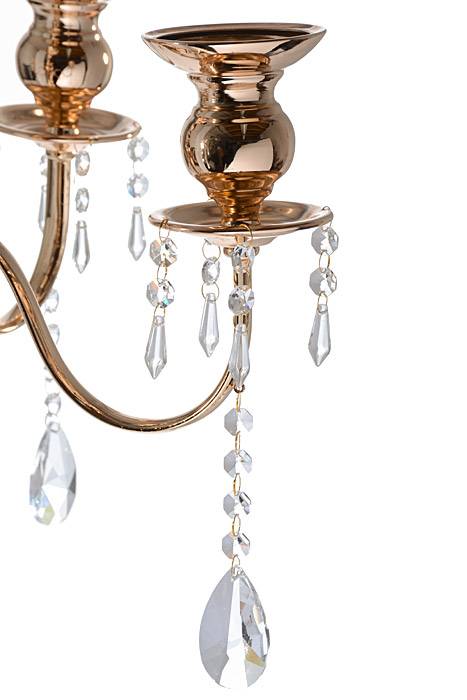 34" Metal 5-lite Candelabrum W/crystal Gold - Image 2