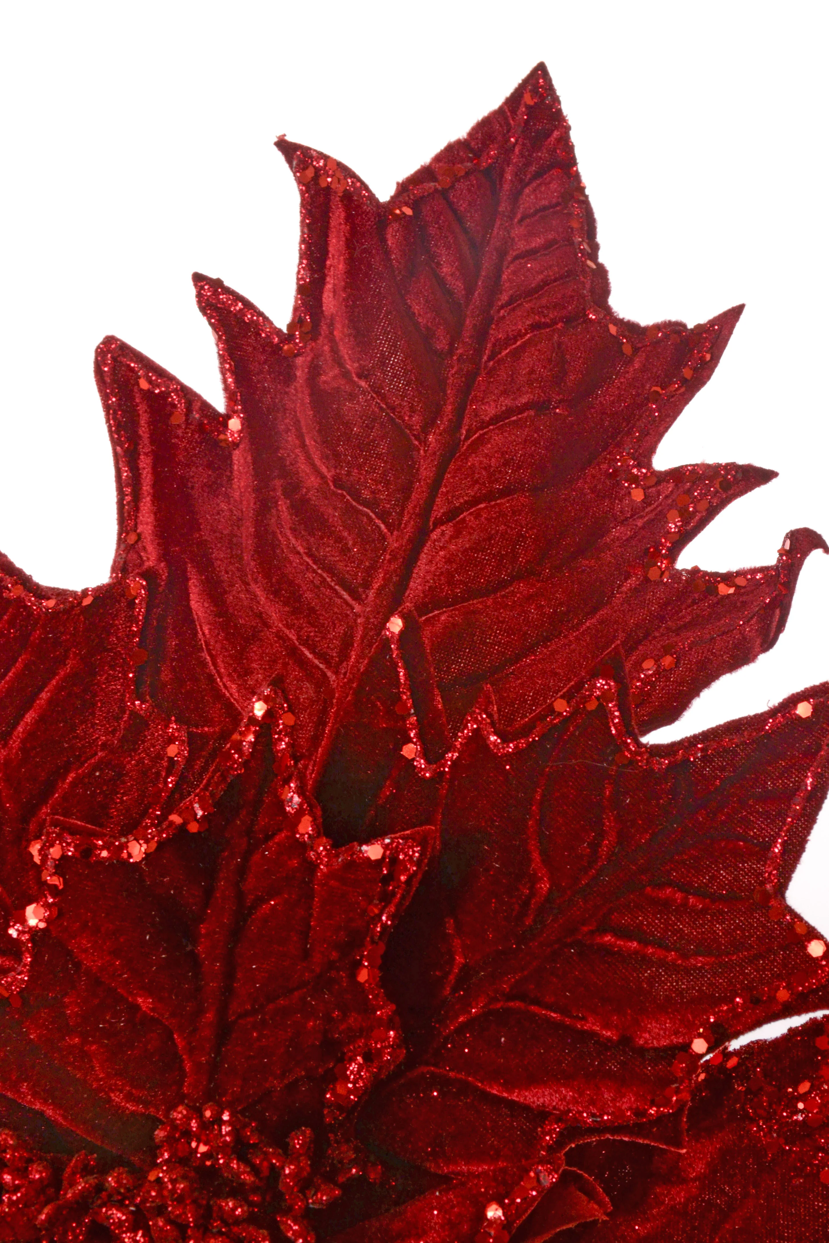 34" Poinsettia Stem Burgundy - Image 2
