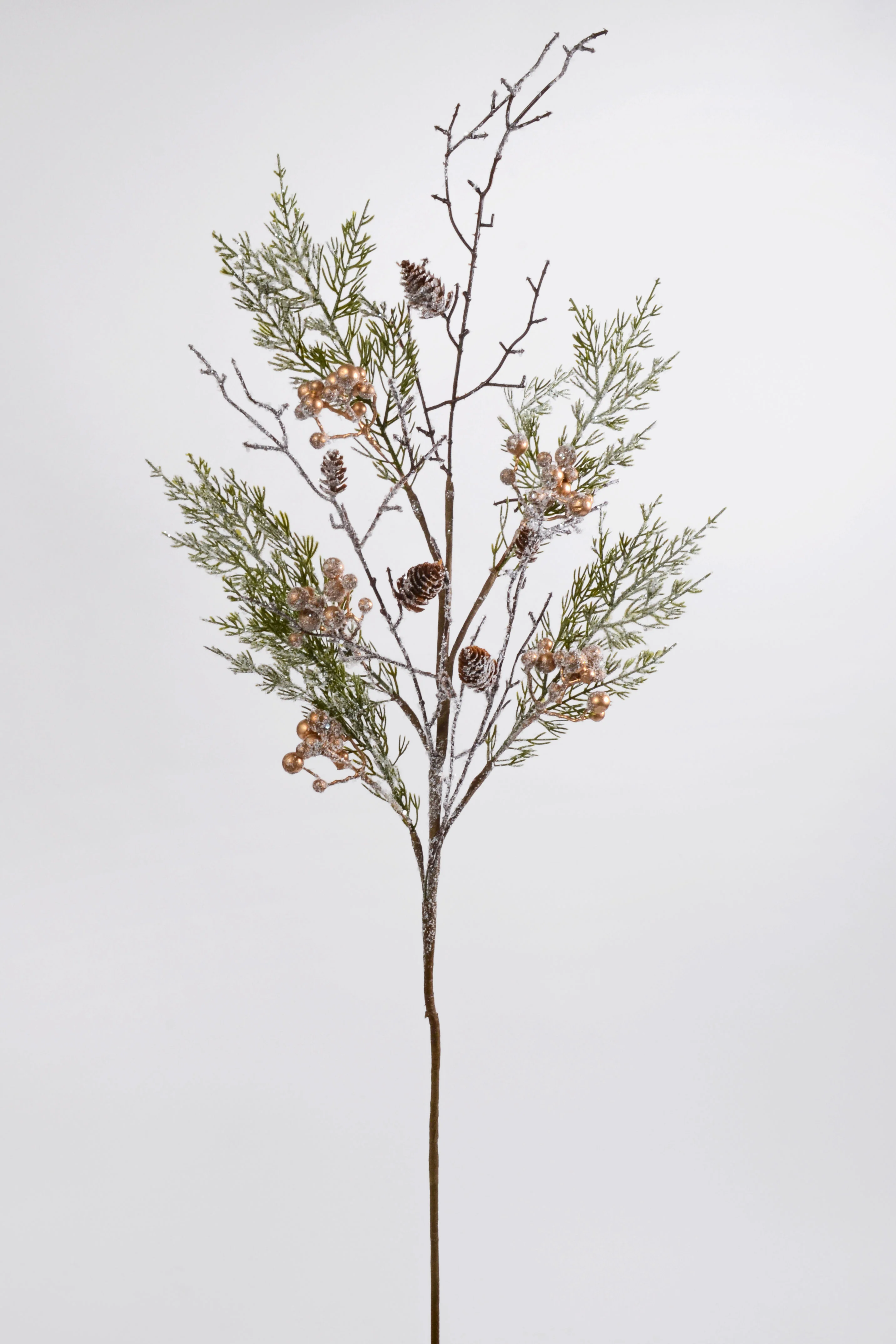 35.5'' Snow Cedar Spray With Berry Pinecone Green/Gold