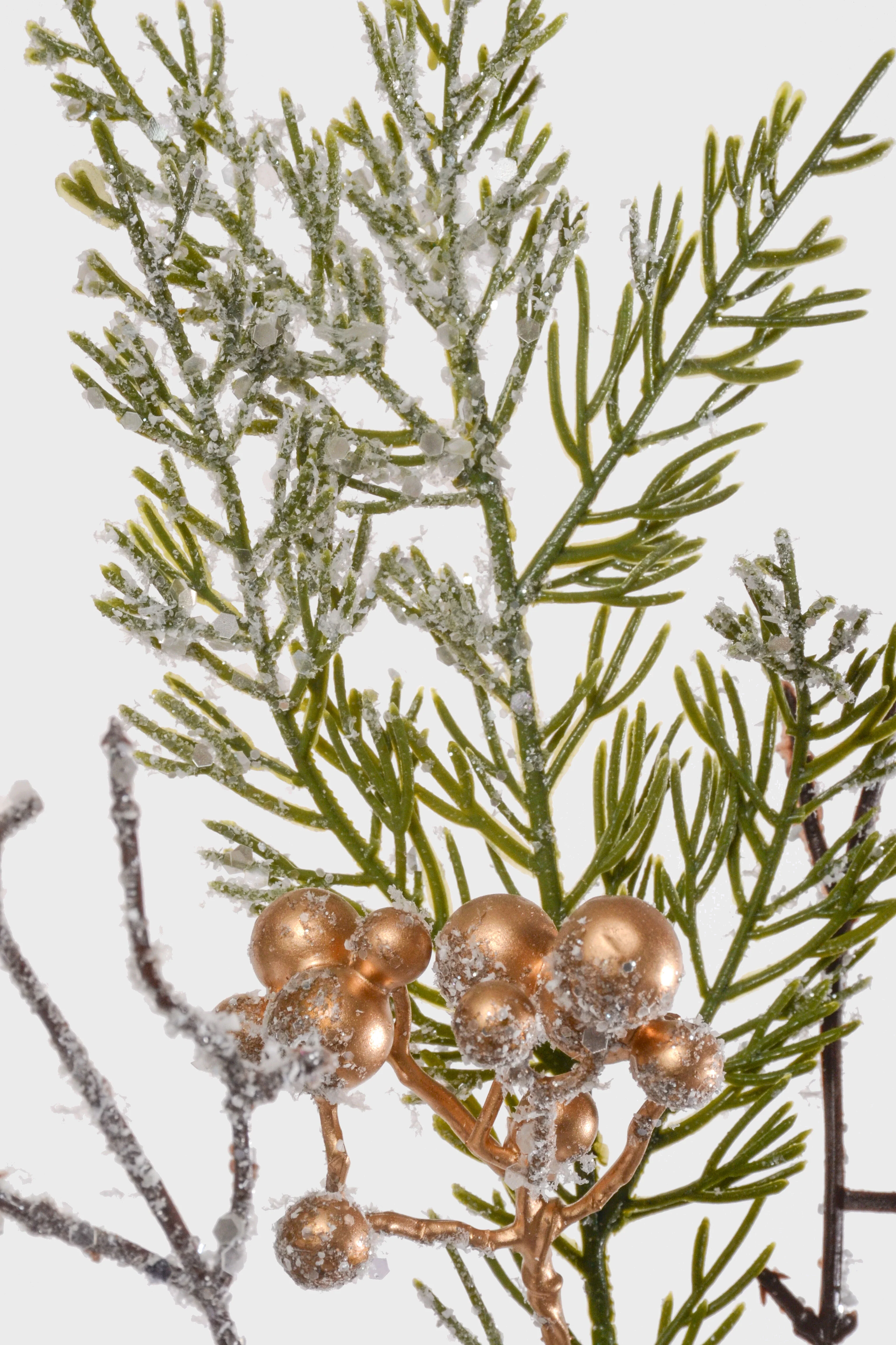 35.5'' Snow Cedar Spray With Berry Pinecone Green/Gold - Image 2
