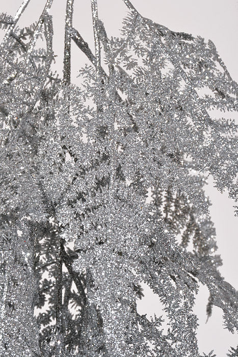 35" Glitter Asparagus Spray Silver - Image 2
