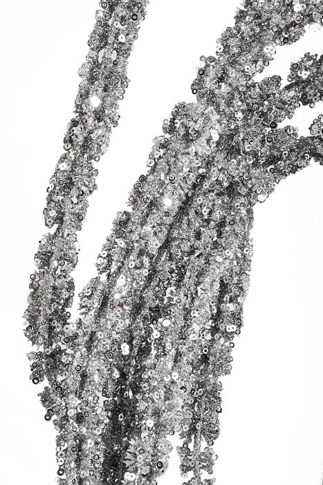 35" Glitter Hanging Amaranthus Spray Silver - Image 2