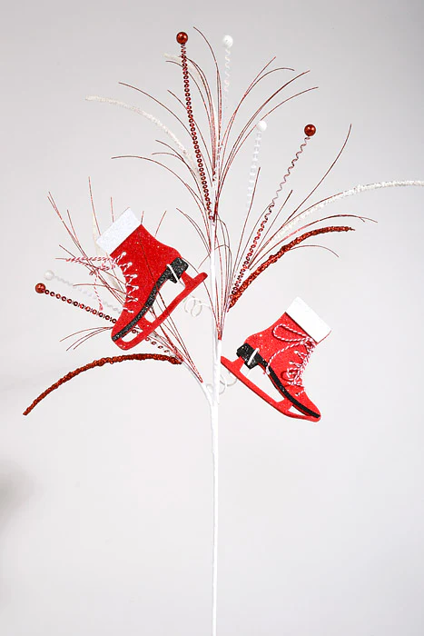35" Glitter/Sequins Skate Spray Red/White