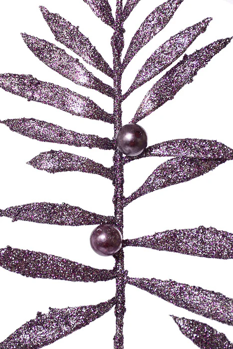 35" Glittered Pepper Berry Spray Purple - Image 2