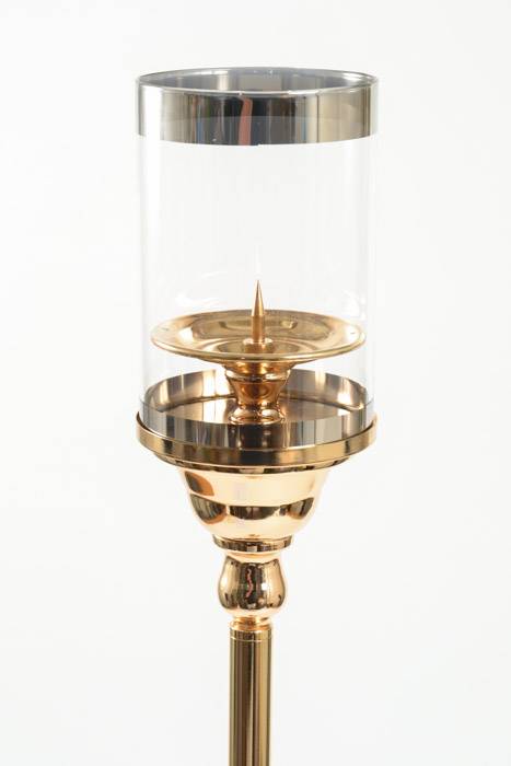 35" Metal Candle Holder Stand W/glass Gold - Image 2