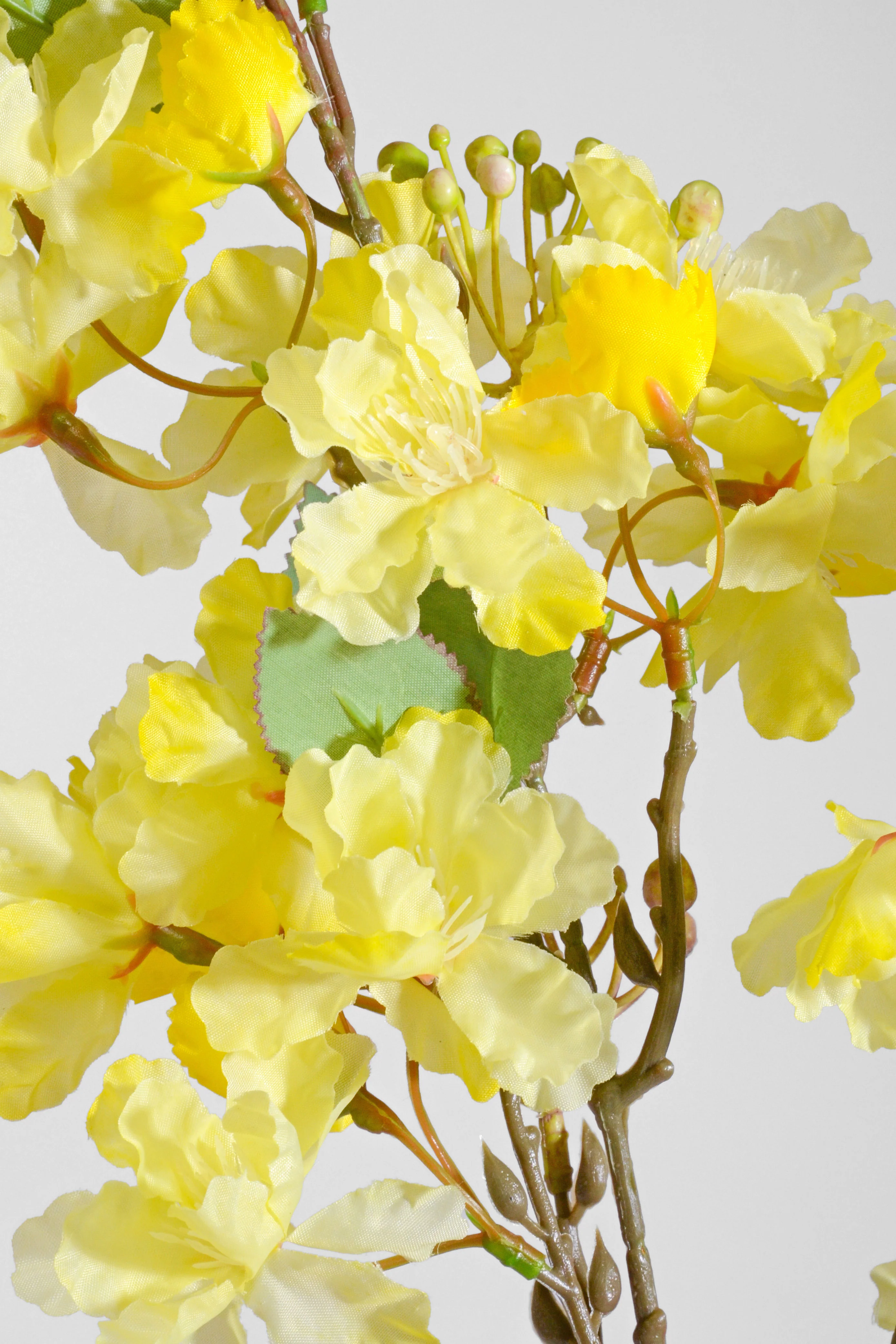 35" Silk Cherry Blossom Spray Yellow - Image 2