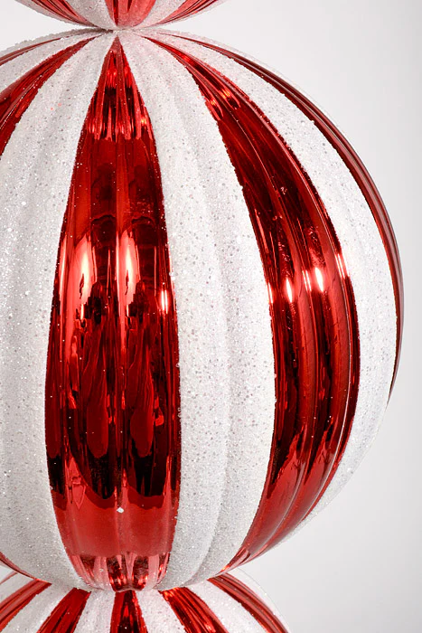 36.5" Finial Shiny with Glitter Ornament Red/White - Image 2