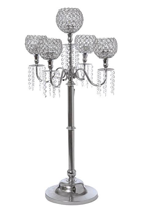 36" 5-light Candelabra  W/bead Silver