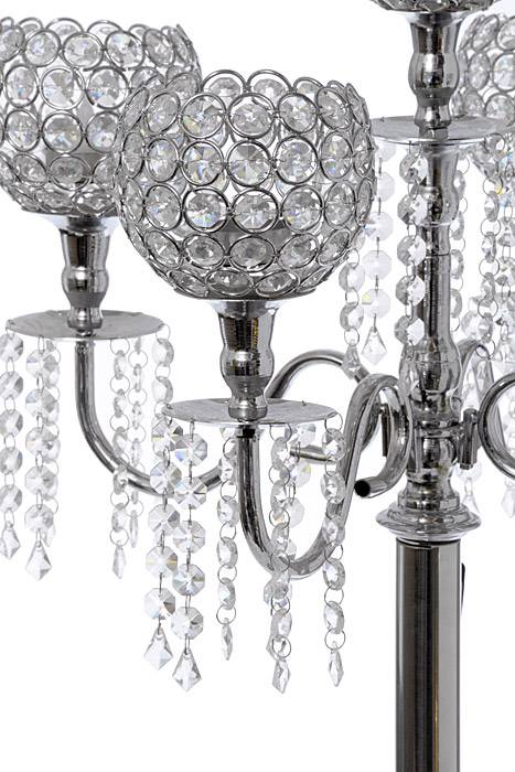 36" 5-light Candelabra  W/bead Silver - Image 2