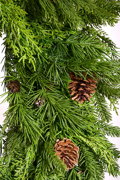36" Artificial Natural Real Touch Mix Evergreen Wreath Green - Image 2