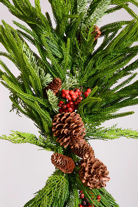 36" Artificial Real Touch Mixed Evergreen W/Berry Swag Green/Red - Image 2