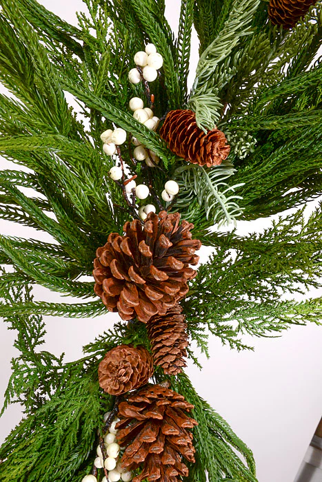 36" Artificial Real Touch Mixed Evergreen W/Berry Swag Green/White - Image 2