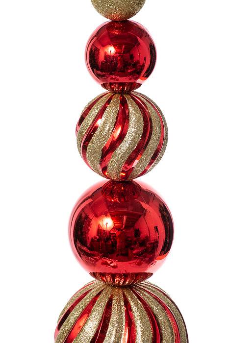 36" Ball Stack Shine/glitter Finial Stake Red/gold - Image 2