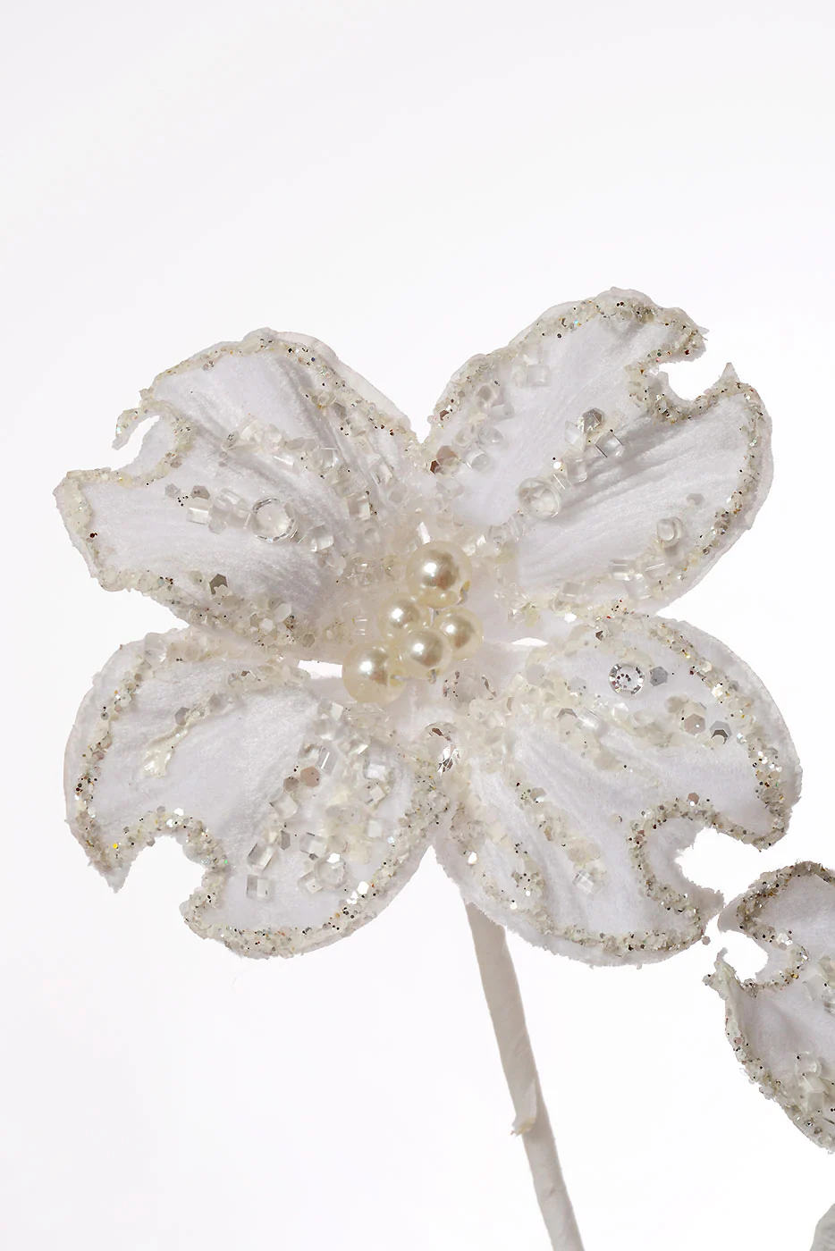 36" Glitter Dogwood Spray White - Image 2