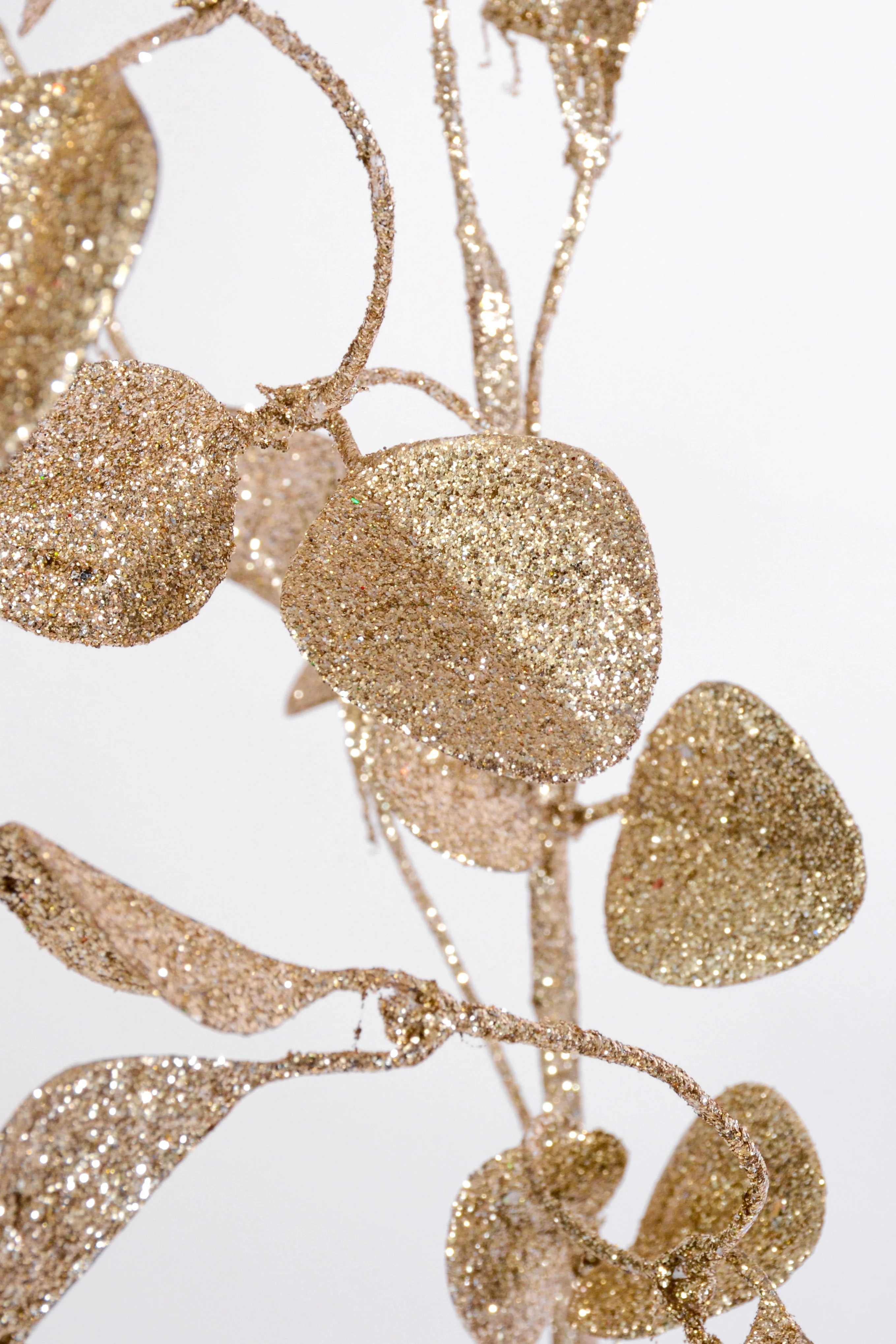 36" Glitter Leaf Spray Platinum - Image 2