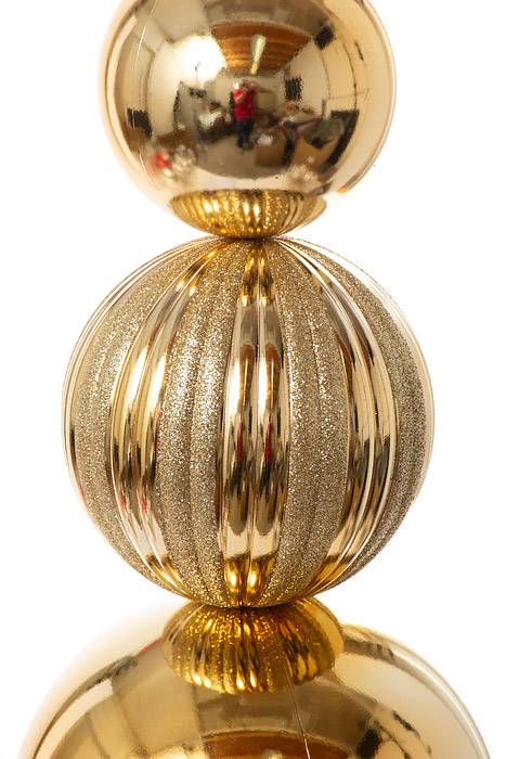 36" Large Ball Stack Shiny/Glitter Finial Stake Gold - Image 2