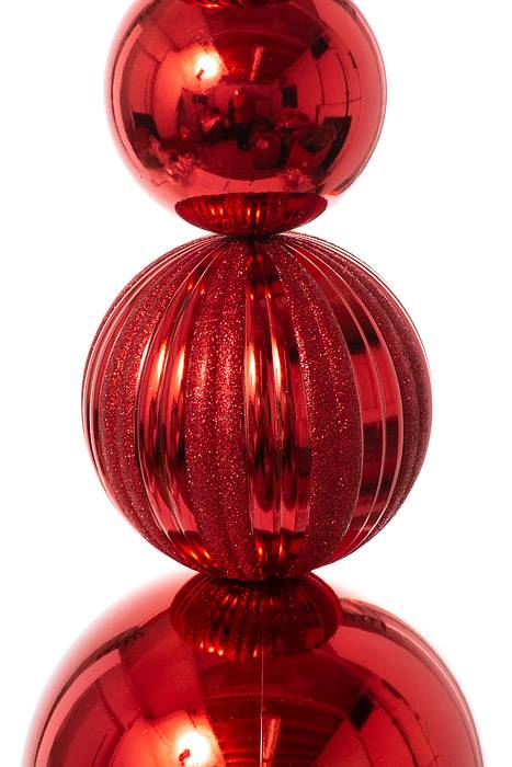 36" Lg Vp Ball Stack Shiny/Glitter Finial Stake Red - Image 2