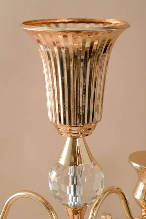 36" Metal 5-lite Candelabrum W/crystal Gold - Image 2