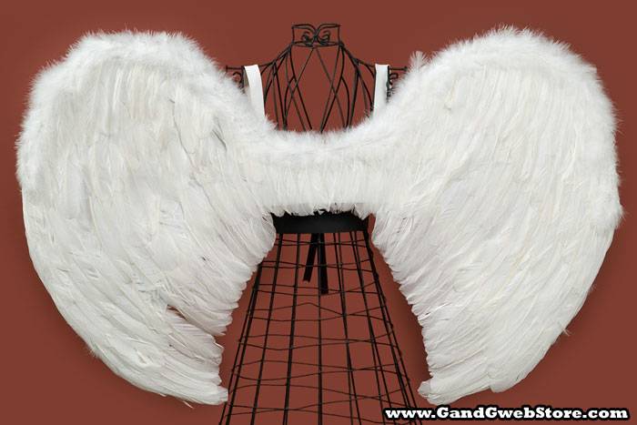 36" X 23" Feather Angel Wings White - Image 2