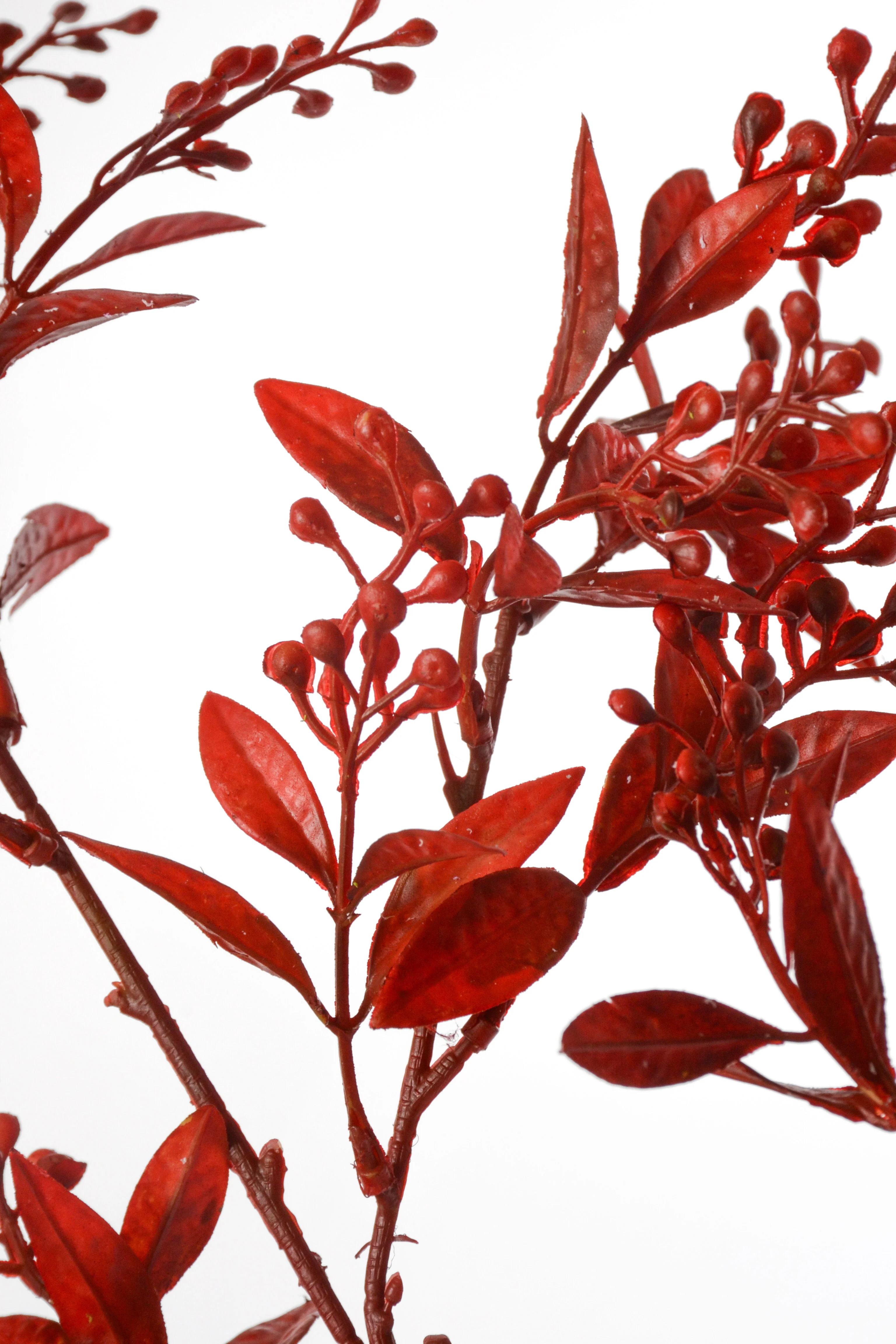 38'' Artificial Berry Leaf Spray Red - Image 2