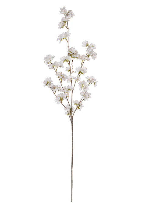 38" Silk Apple Blossom Spray W/Glitter White/Gold