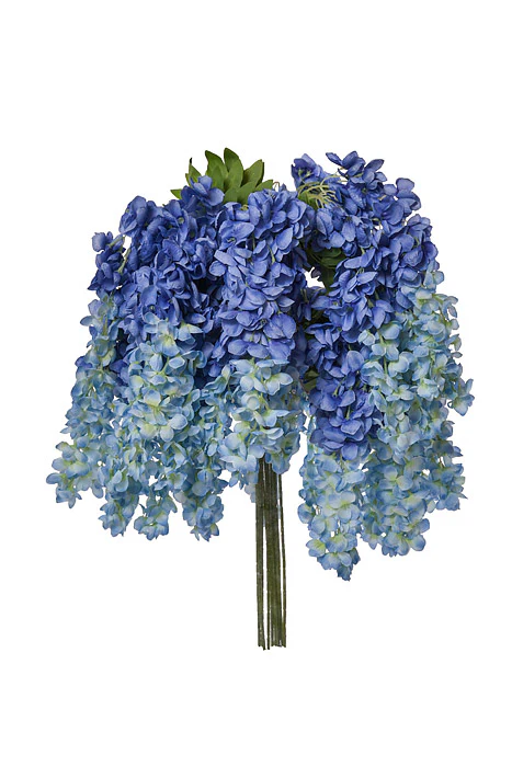 39.5" Silk Wisteria Hanging Spray Blue Two Tones Pkg/12 - Image 3