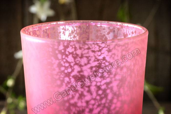 4.25" Frosted Mercury Glass Candle Holder Pink Pkg/6 - Image 2