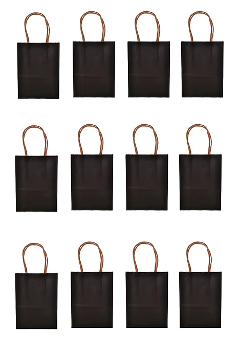 4.25 x 2.25 x 6" Kraft Shopping Bag Black PKG/12 - Image 2