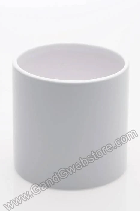 4.25" X 4" Ceramic Cercle Pot White