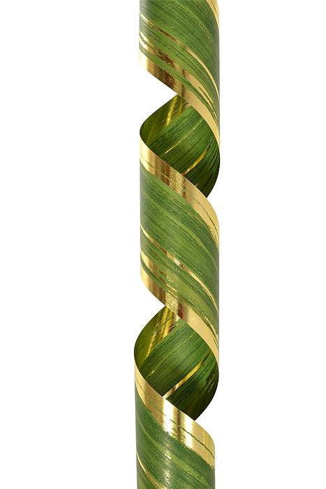 4.25" X 50yds Leaf/Aspidistra Ribbon Gold/Green - Image 2
