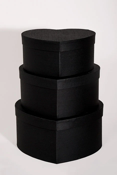 4" / 4.5" / 5.15" Heart Gift Box With Lid Black Set/3 - Image 3