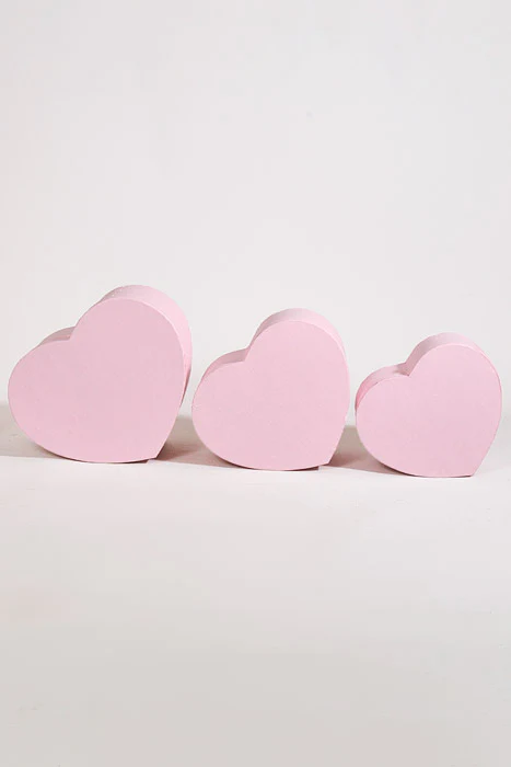 4" / 4.5" / 5.15" Heart Gift Box With Lid Pink Set/3