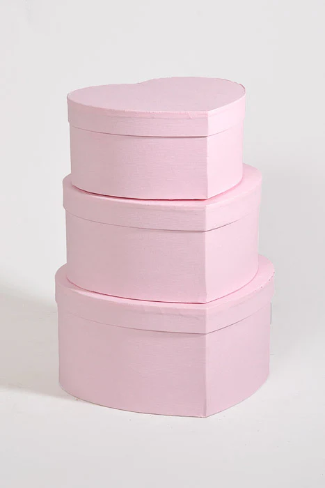 4" / 4.5" / 5.15" Heart Gift Box With Lid Pink Set/3 - Image 2
