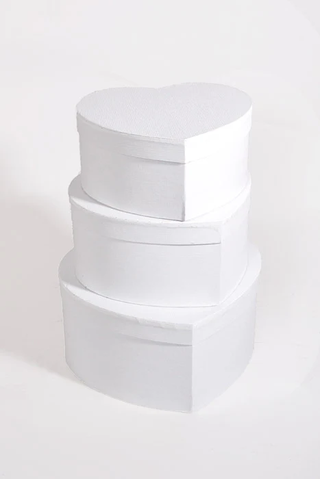 4" / 4.5" / 5.15" Heart Gift Box With Lid White Set/3 - Image 2