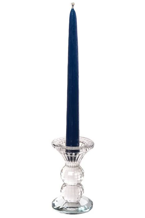 4.5" Crystal Single lite Glass Candle Holder Clear