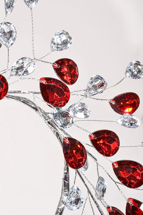 4.5" Metal Jewel Candle Ring Red/Clear - Image 2