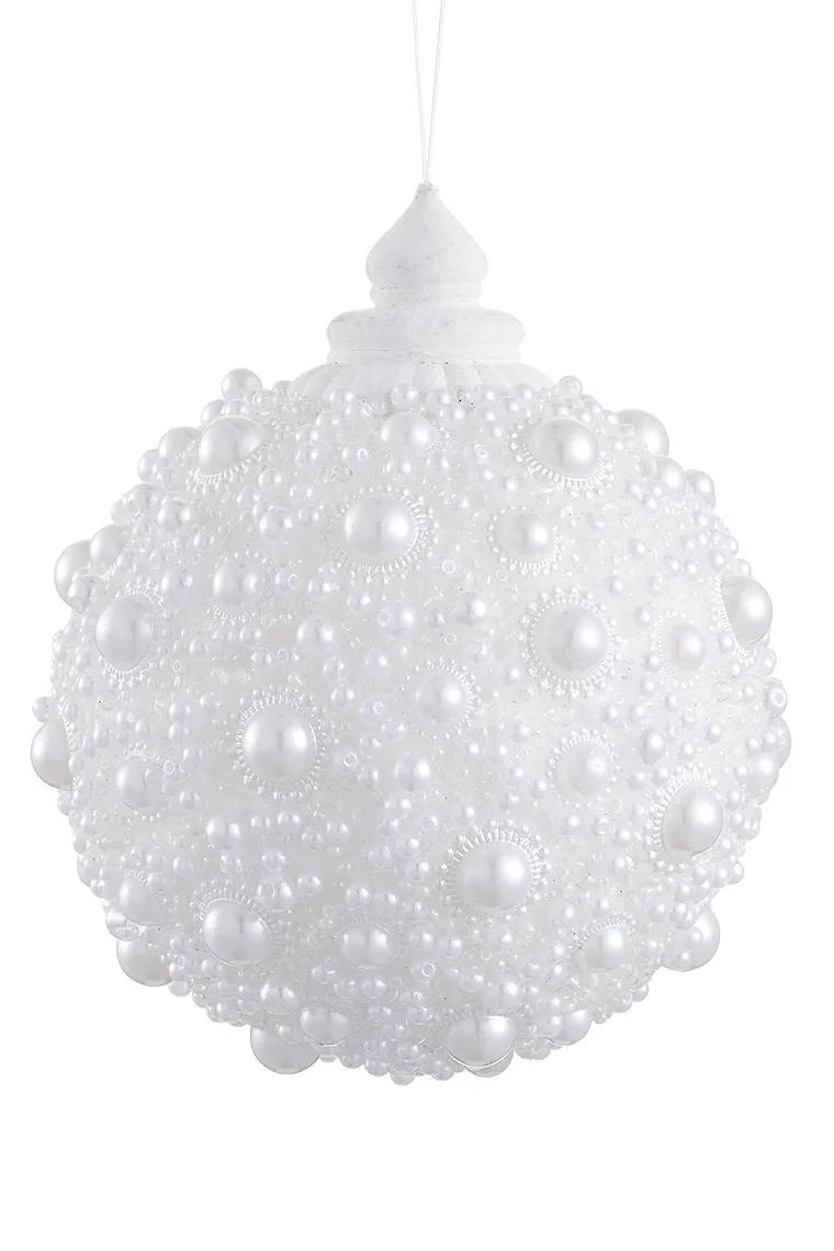 4.5" Pearl Ball Ornament White