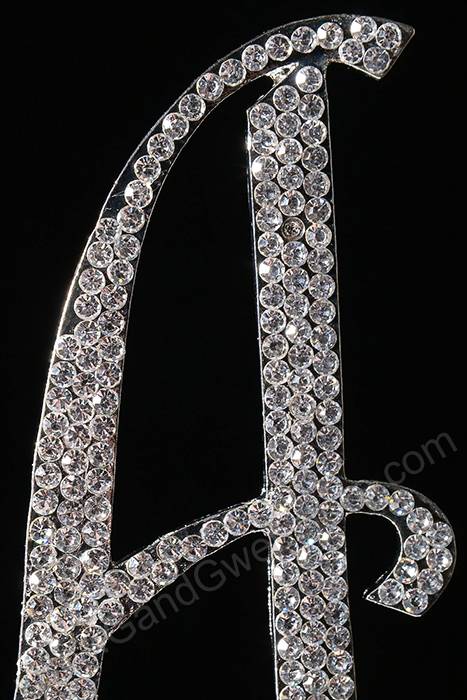 4.5" Rhinestone Letter "a" Cake Topper Silver - Image 2