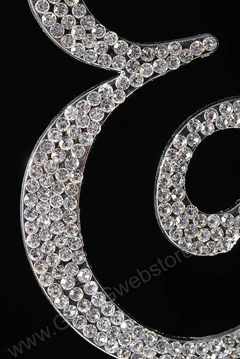 4.5" Rhinestone Letter "e" Cake Topper Silver - Image 2