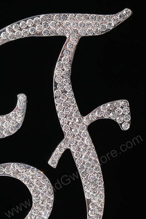 4.5" Rhinestone Letter "f" Cake Topper Silver - Image 2